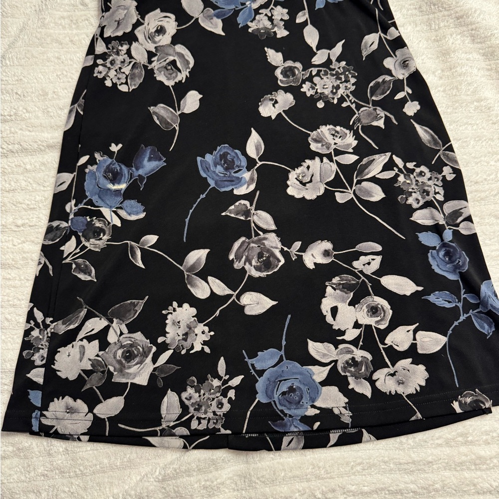 Heart Soul Black and Blue Floral Pencil Skirt